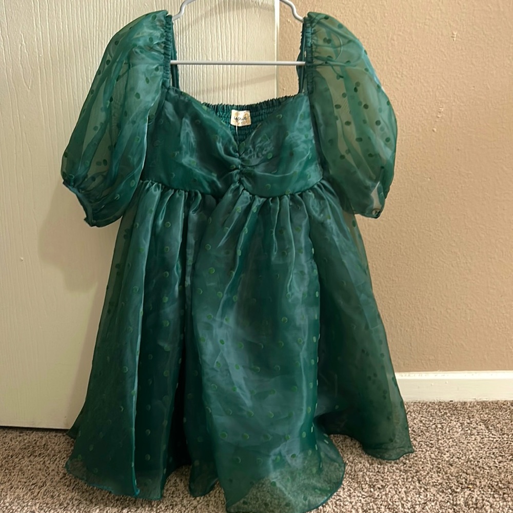 Green Puff Sleeve Dress